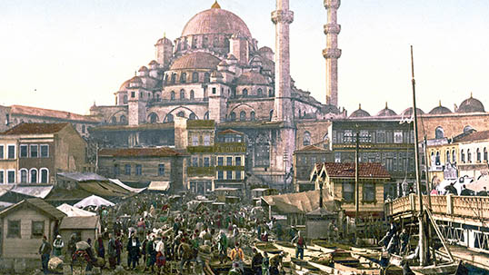 Eminönü Square, New Mosque, Boatmen, Bazaar Area, Photo chrome