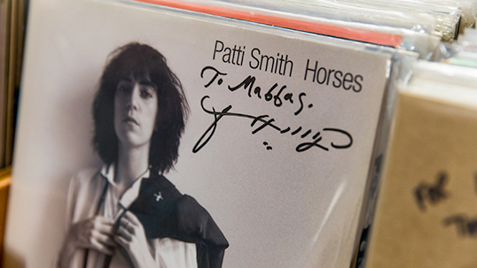Horses, Patti Smith’s album the artist autographed for Abbas