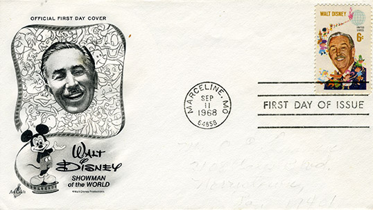 Walt Disney hatırasına İlk Gün zarfı