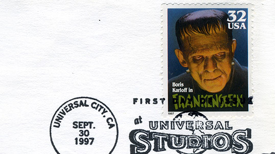 Frankenstein film themed First Day envolopes
